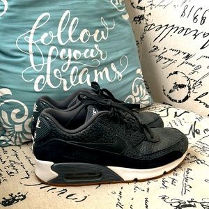 Nike Air Max 90 Premium Leather Safari Black Women's Sneaker Size 8.5